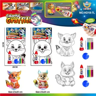 Надувная игрушка-раскраска Лиса-Белка с насосом